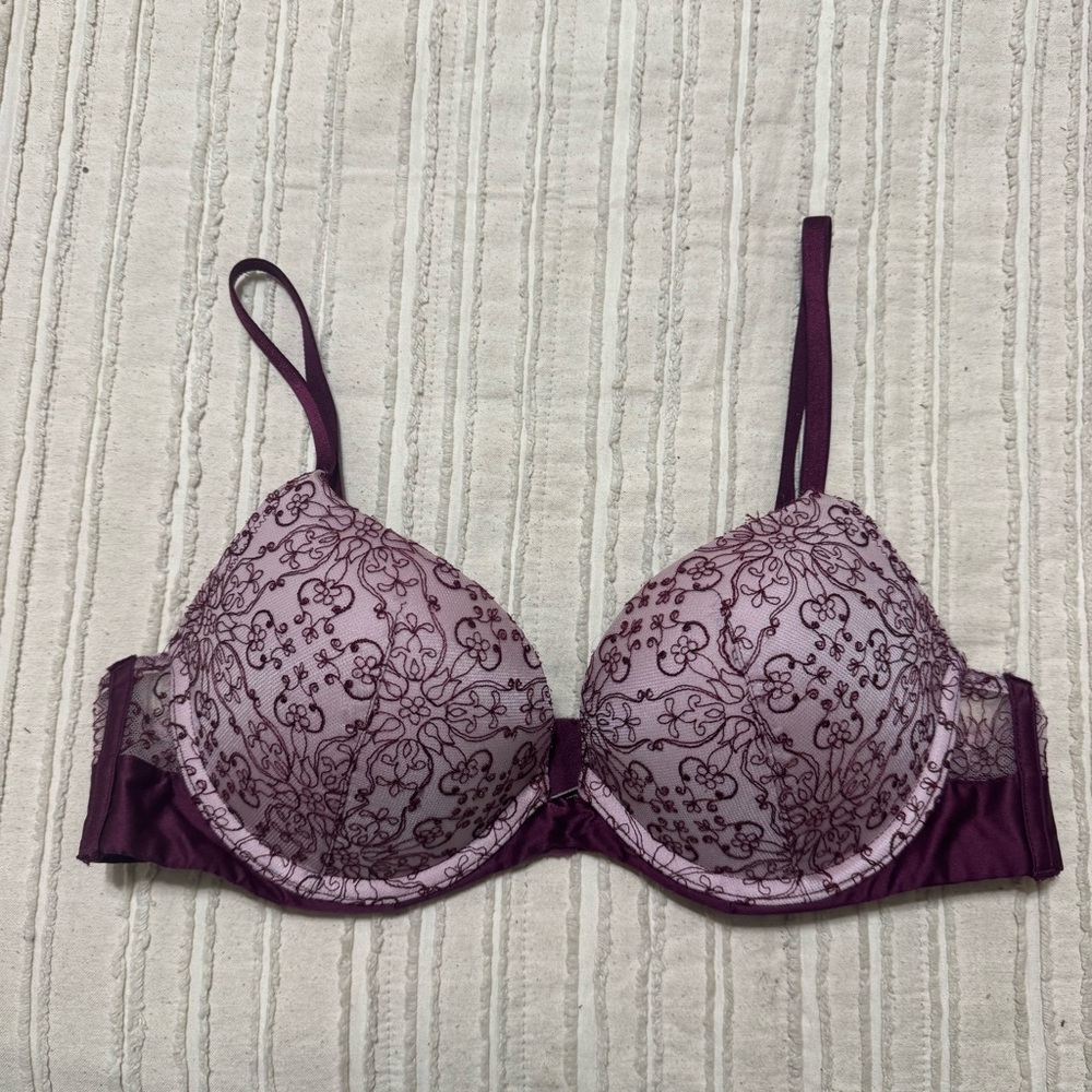 Purple Floral Lace Push-Up Bra - Women Intimates & Sleepwear
